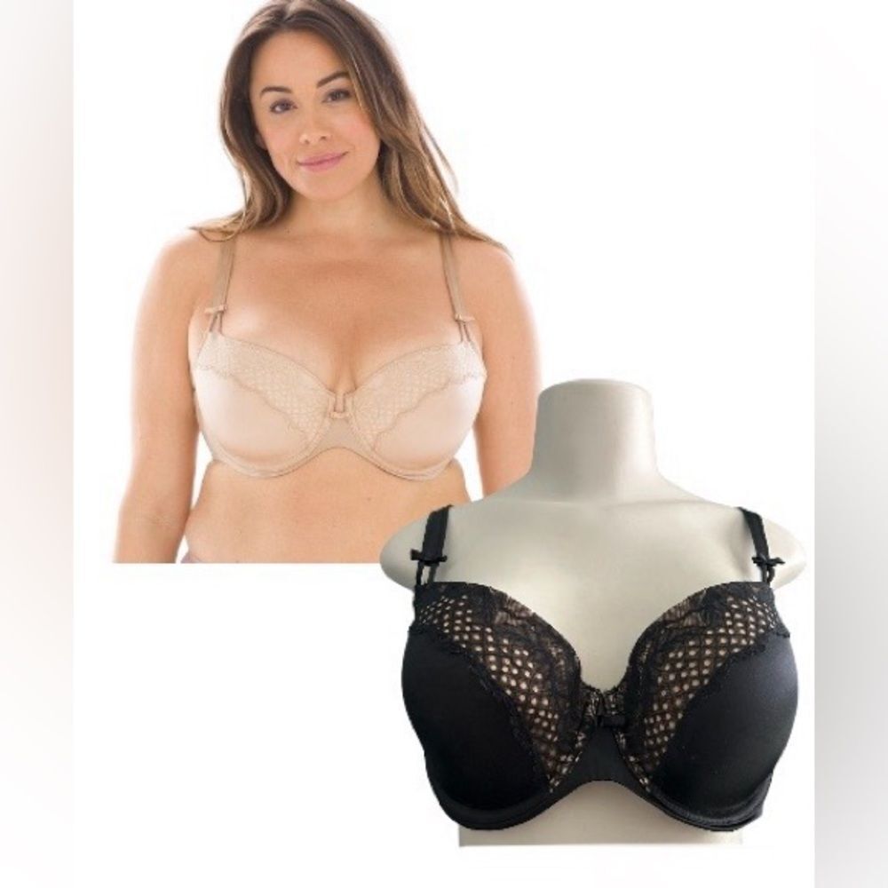 Curvy Couture For SOMA Lace and Lift Push-Up Bra Black Size 38DD